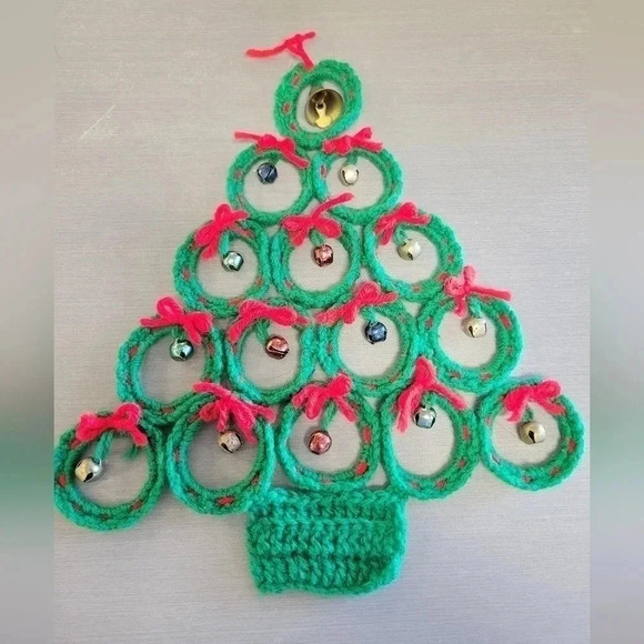 Other - Vintage Crochet Christmas Tree with Bells